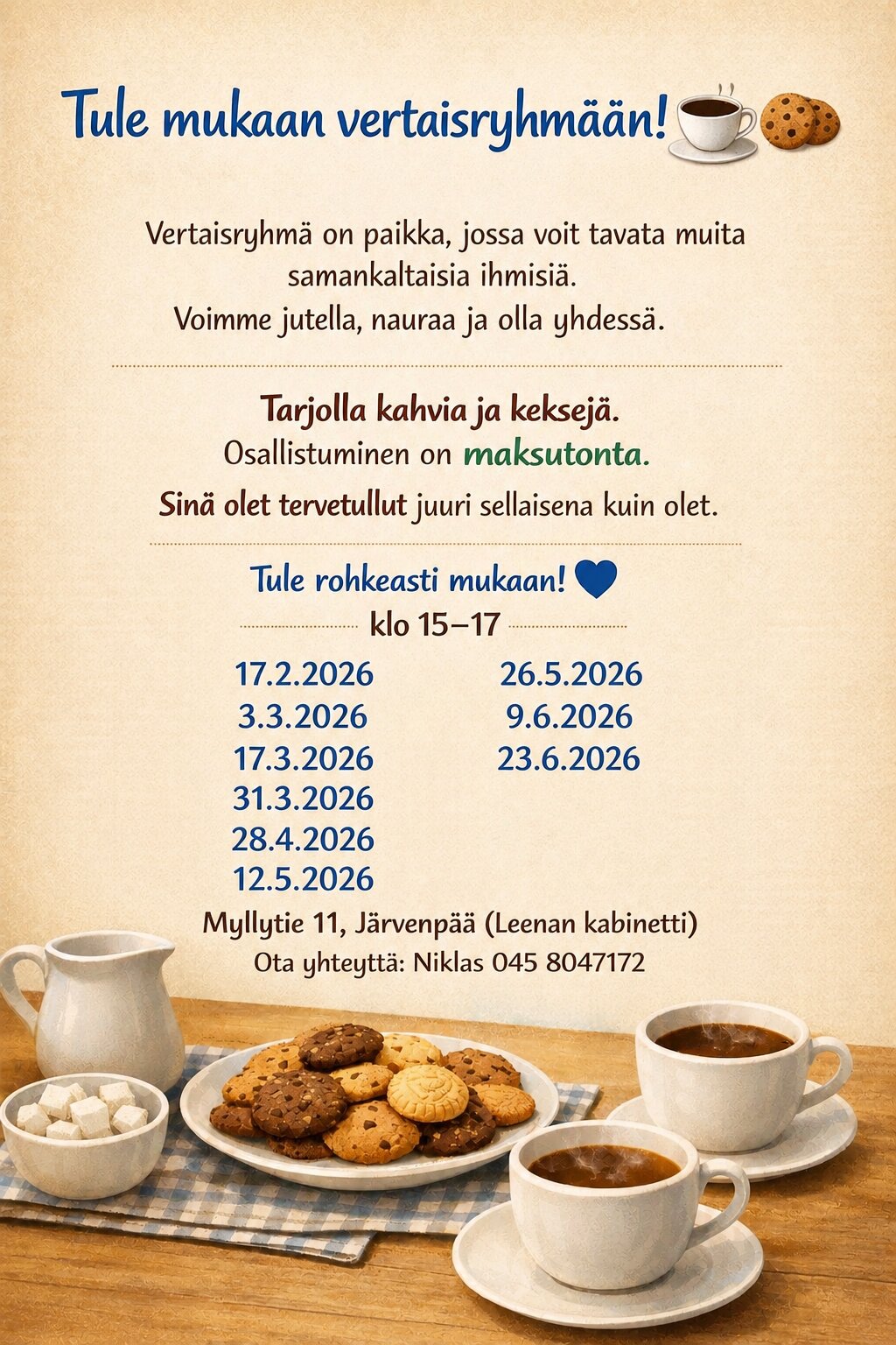 Vertaiskahvila aikataulu 2026